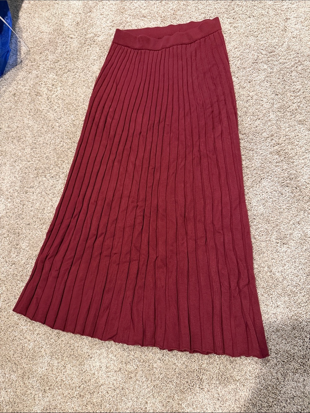 Women's Ribbed midi Skirt in Deep Burgundy